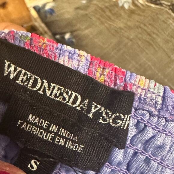 Wednesday's Girl Ruched Bust Mini Tea Dress | Purple Pink Floral | Size S - Picture 7 of 9